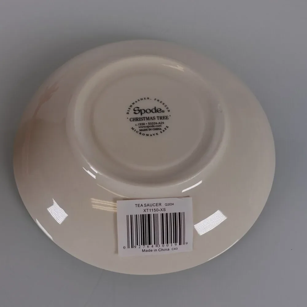 Spode Christmas Tree Teacup and Saucer Set 7 Ounce Made in England New in Box